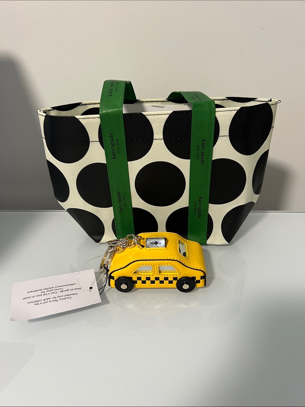 NWT Kate Spade  Yellow and black Taxi Keychain/ bag charm